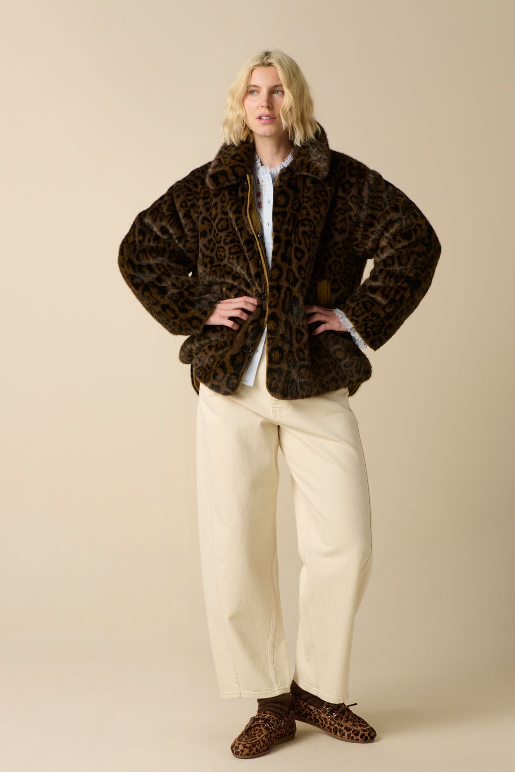 Veste réversible en fausse fourrure - marron foncé