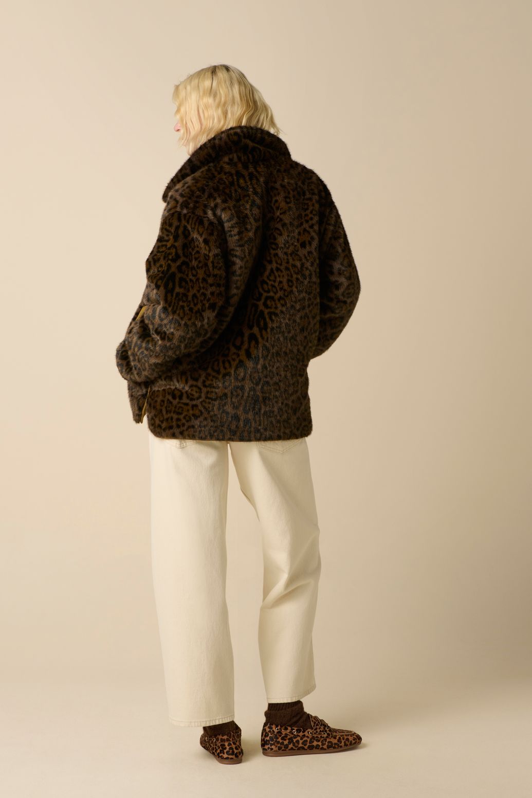 Veste réversible en fausse fourrure - marron foncé
