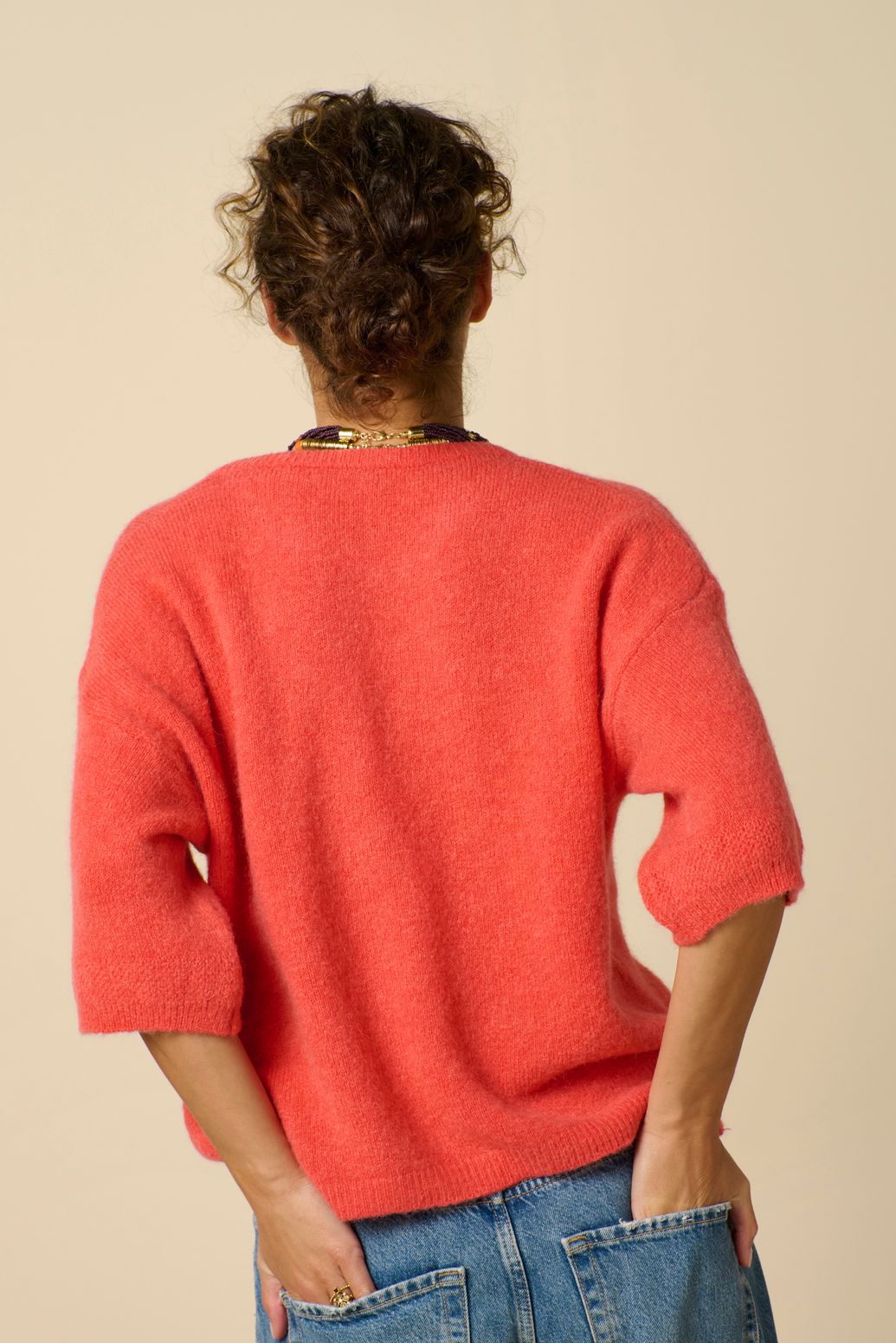 Donkeroranje gebreid vest