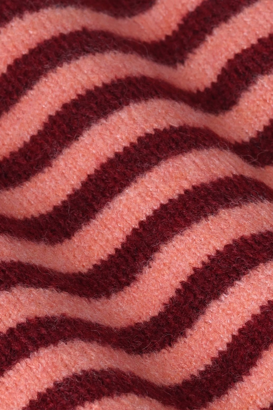 Gestreifte Woll-Strickjacke - dunkelrot