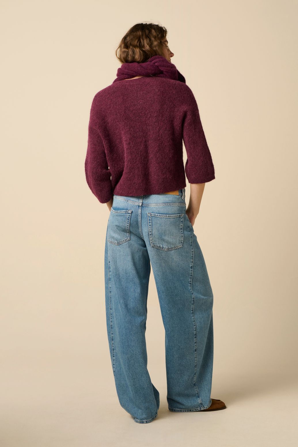 Pull tricoté - rouge foncé