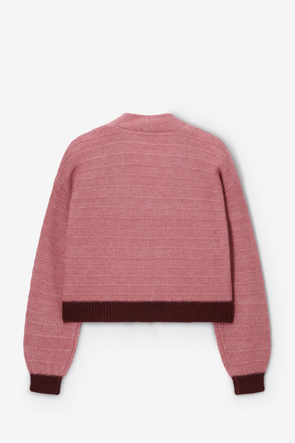 Roze wollen vest met striksluiting