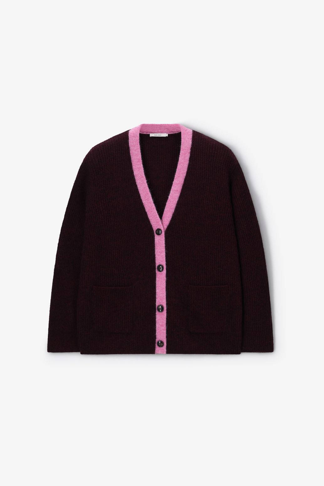 Donkerrood wollen V-hals vest