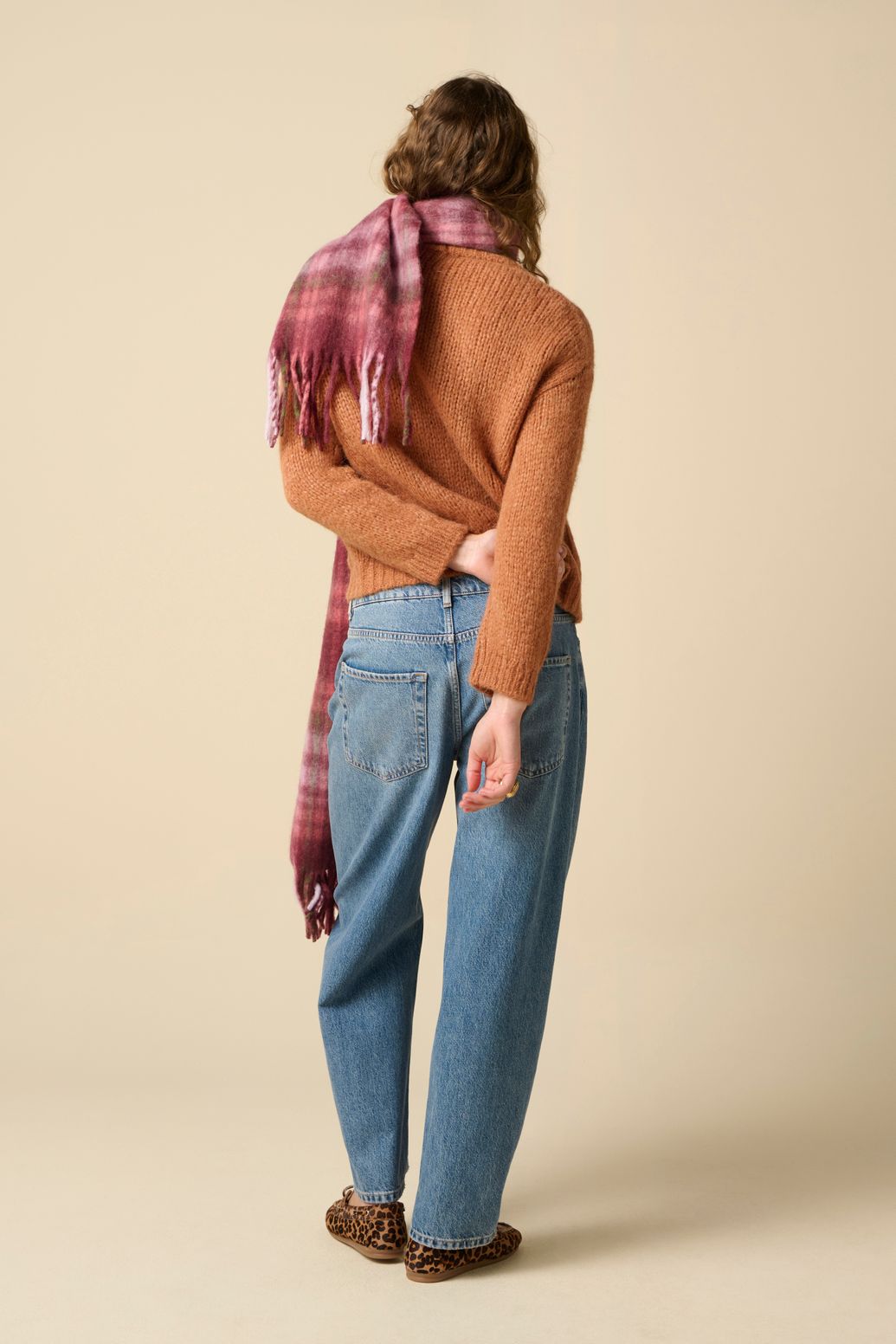Bruin gebreid wollen vest