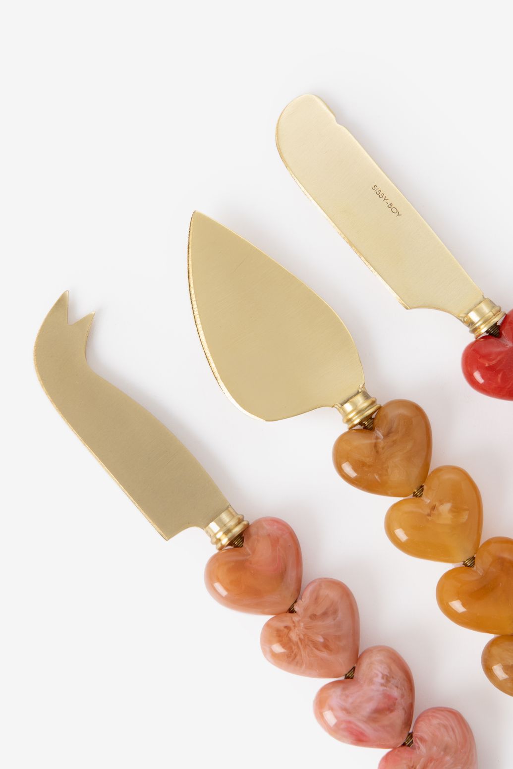 Käsemesser mit herzförmigen Resin-Griffen - mehrfarbig