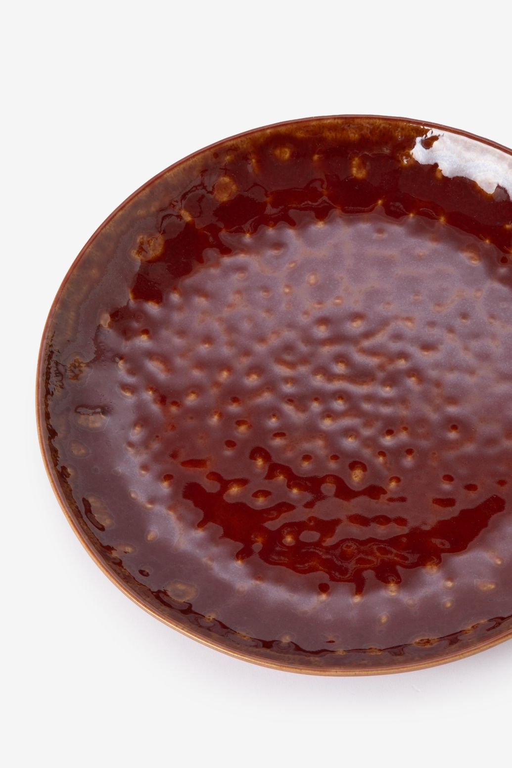 Assiettes plates émaillées - marron foncé
