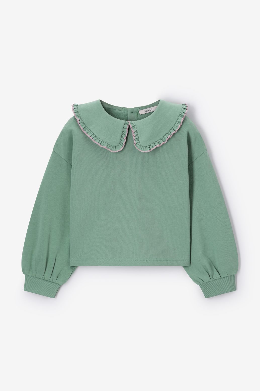 Sweater mit Rüschenkragen - grün