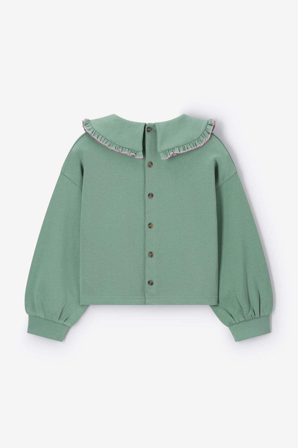 Groene sweater met ruffle kraag