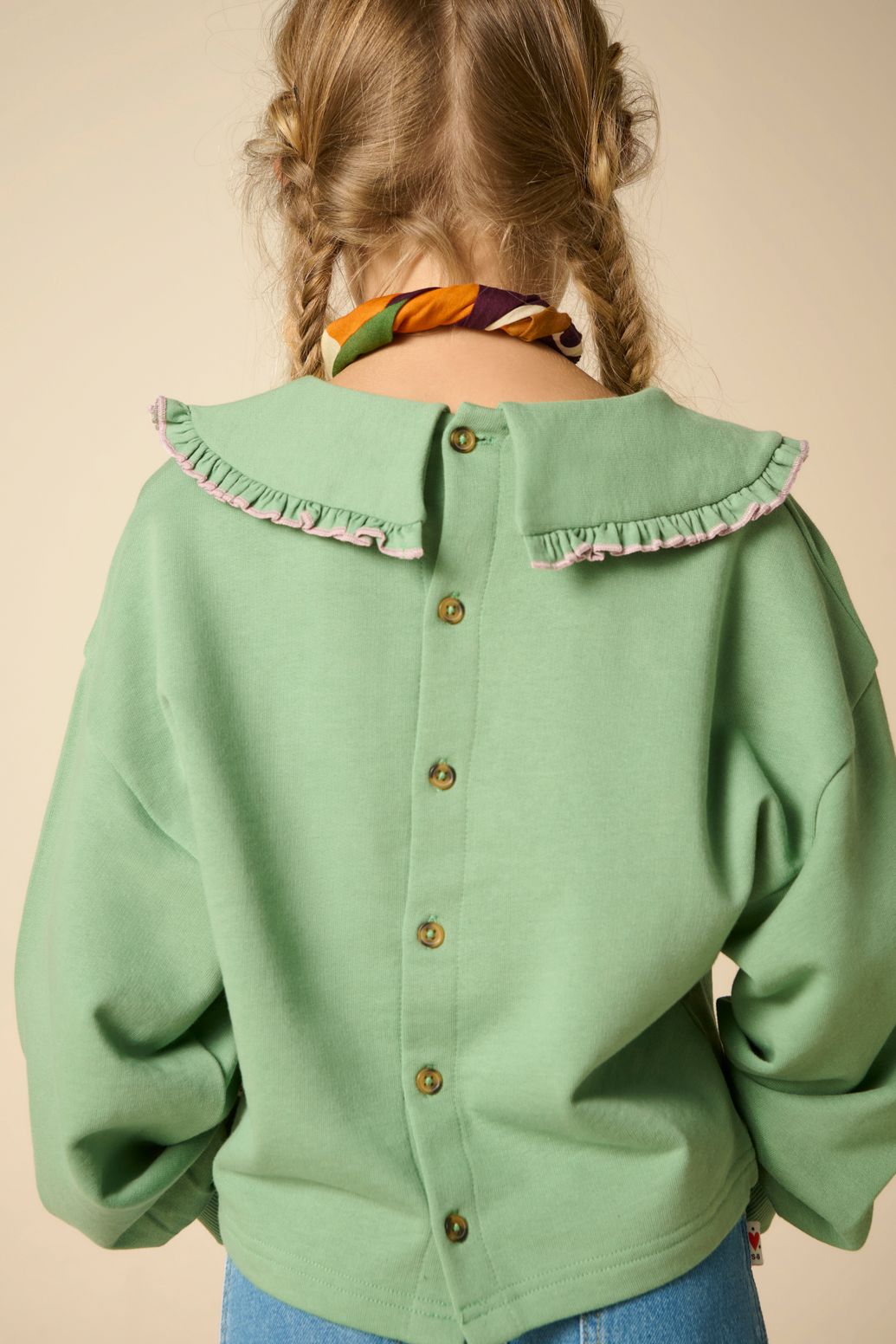 Sweat avec col à volants - vert