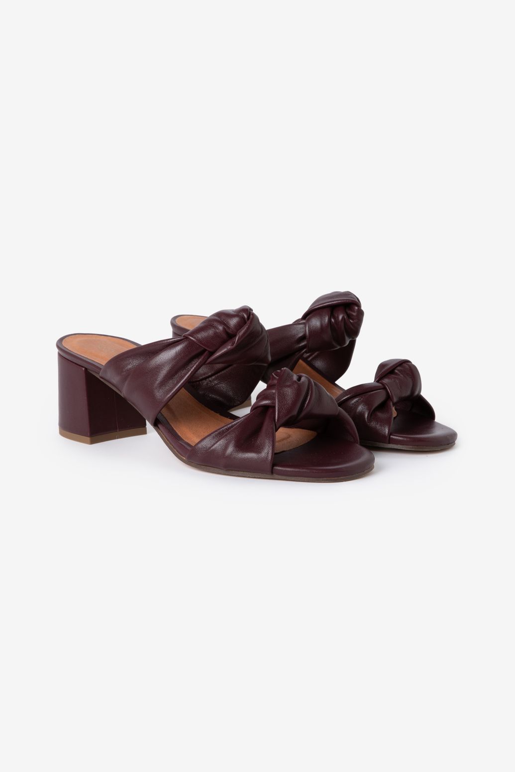 Sandales à talon en cuir - marron foncé