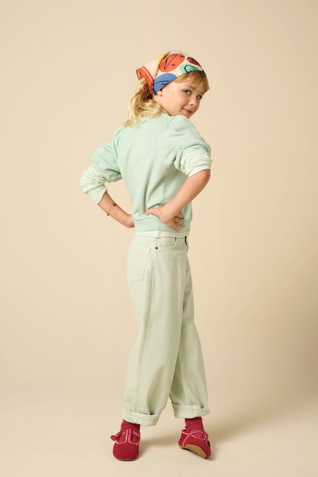 Sweat avec manches bouffantes - vert clair
