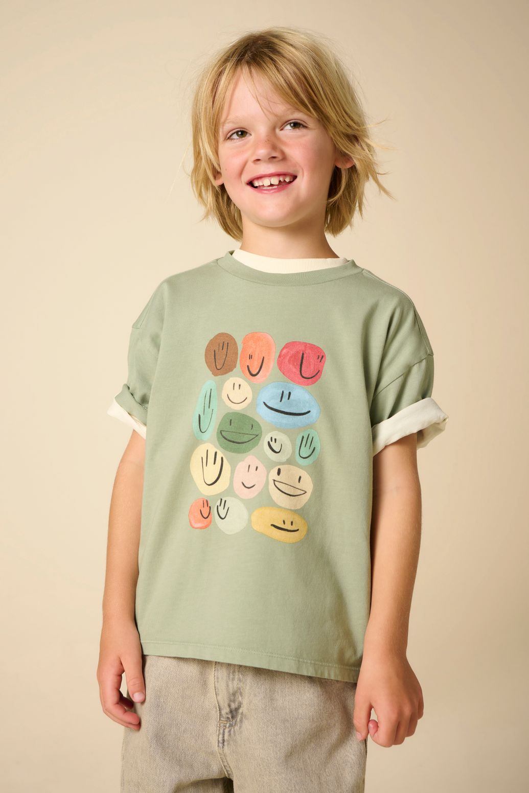 T-shirt avec smileys - vert clair