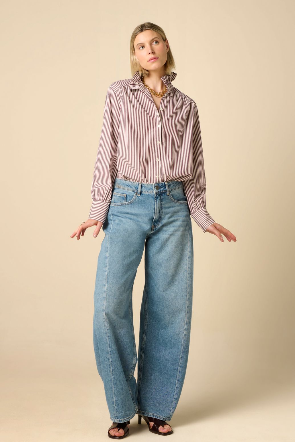 Blouse rayée - rouge foncé