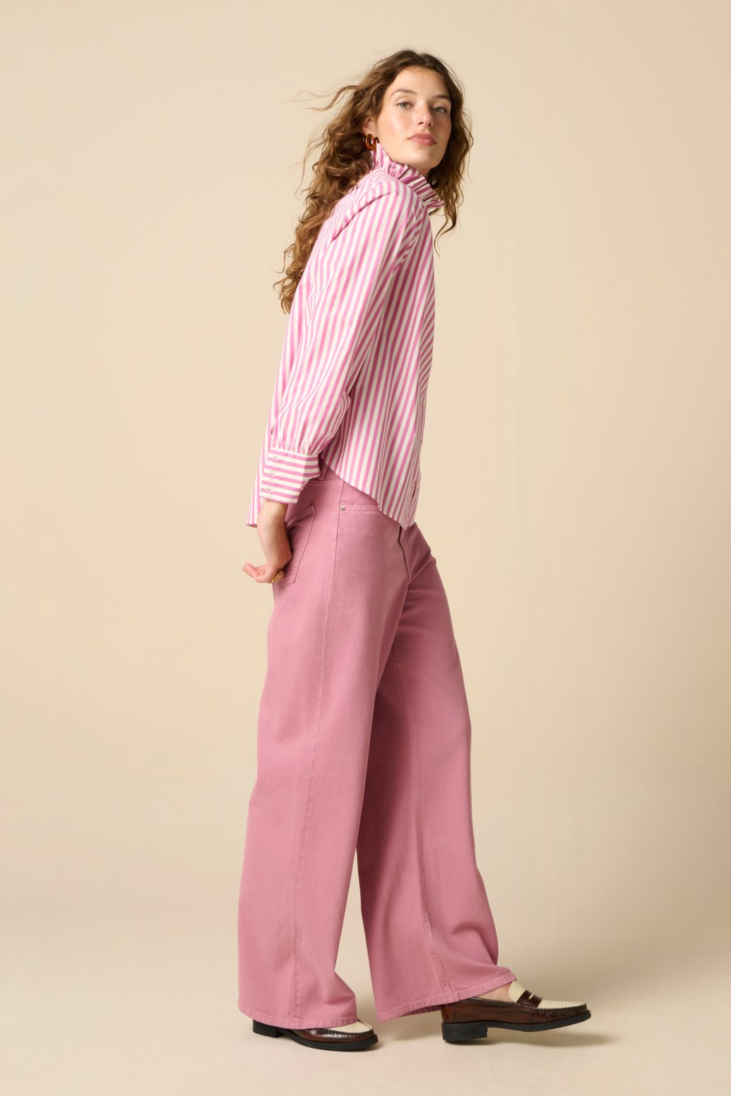 Blouse rayée - rose