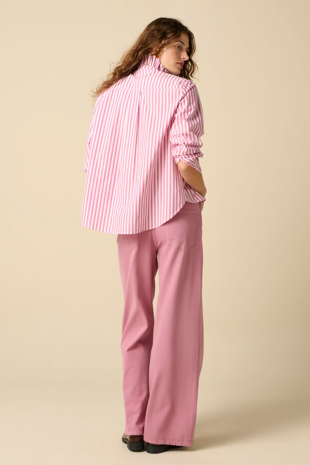 Blouse rayée - rose