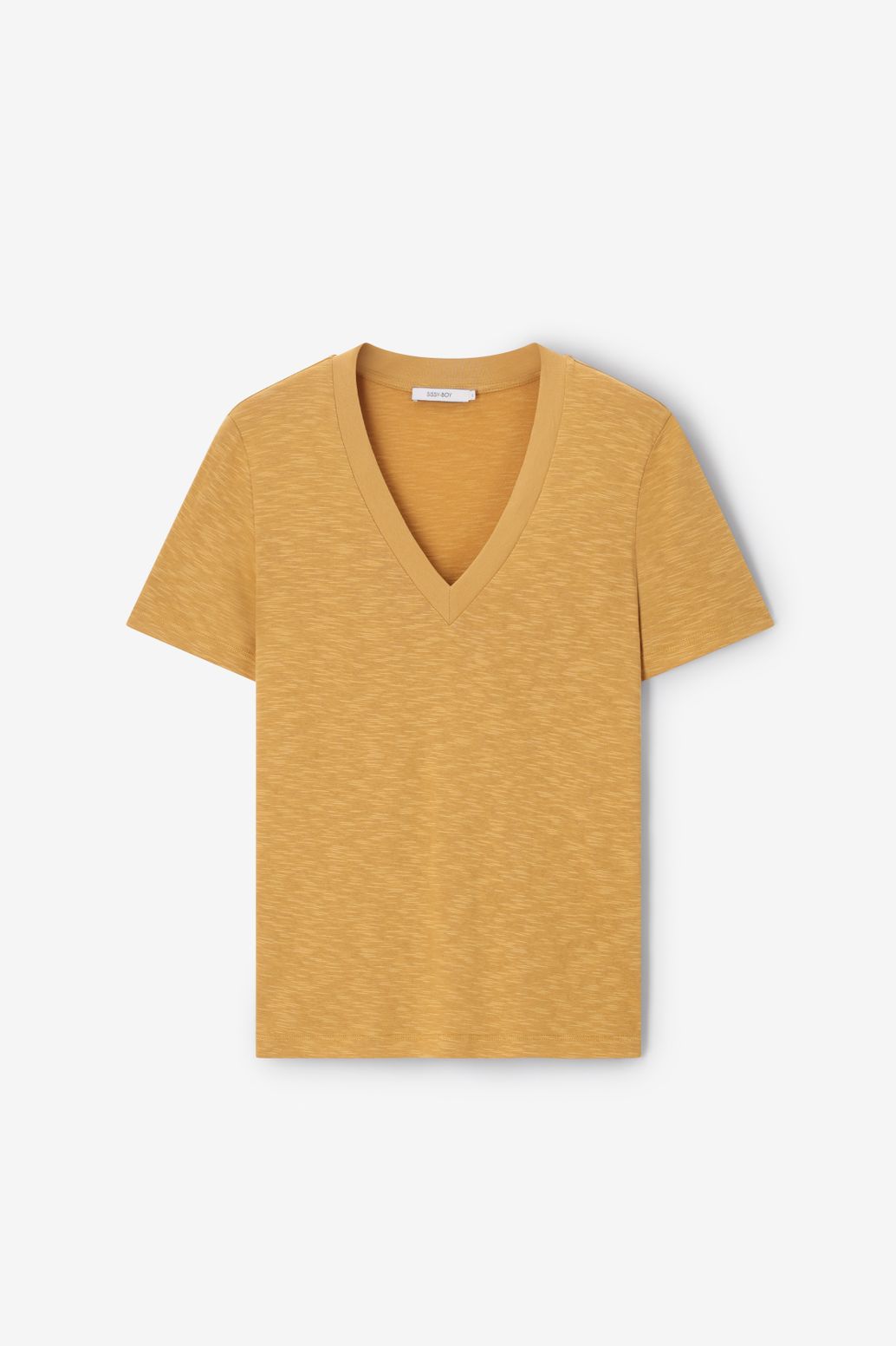 T-Shirt mit V-Ausschnitt - senfgelb