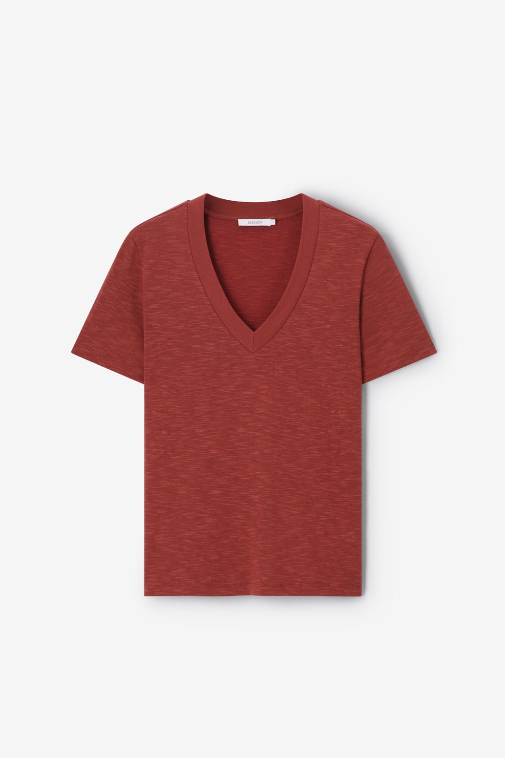 T-Shirt mit V-Ausschnitt - dunkelrot