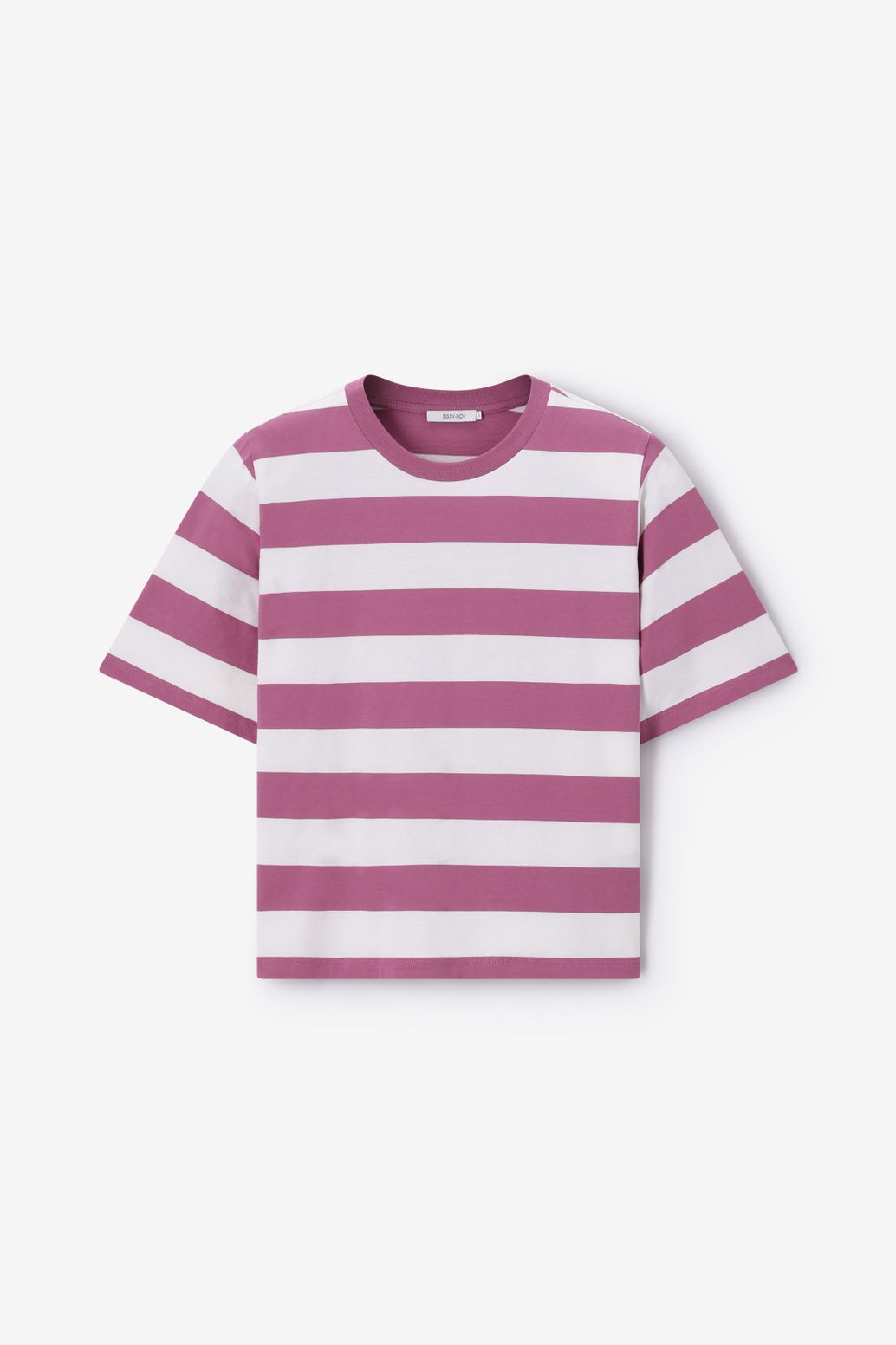 Paarse gestreept T-shirt