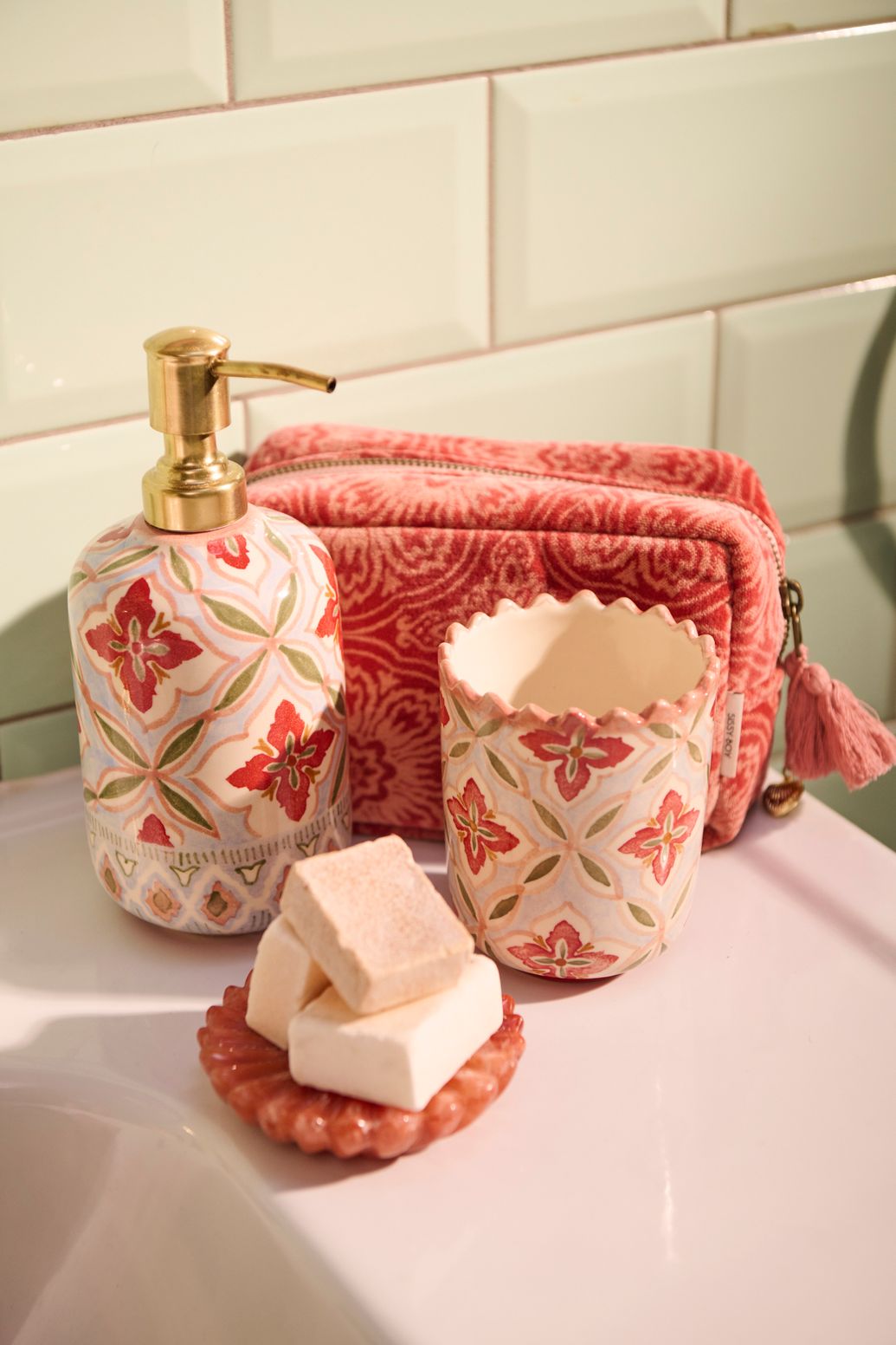 Multicolour zeeppomp met tile print