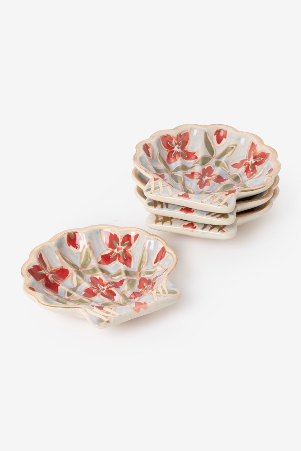Multicolour glazed schaaltjes in schelpvorm