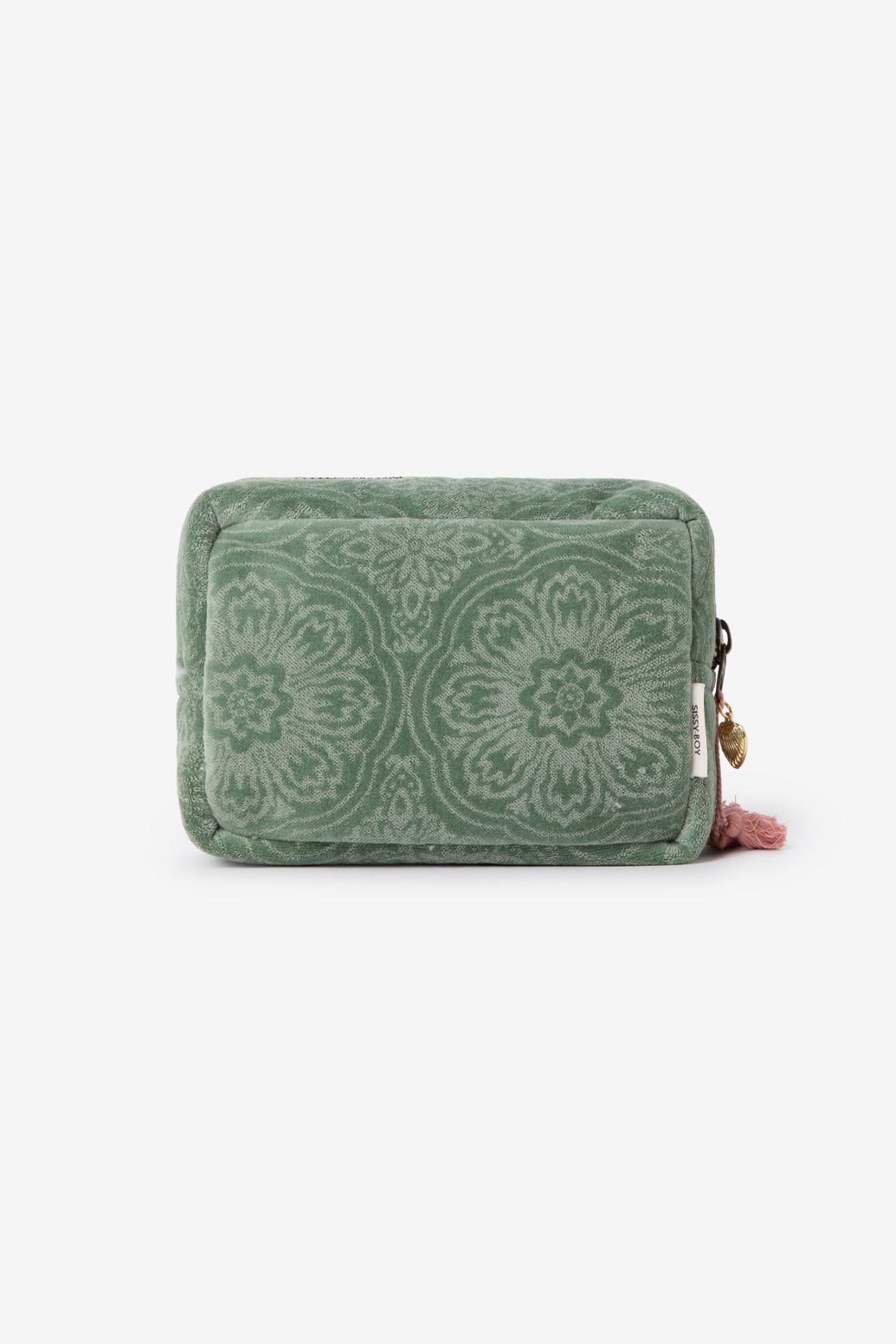 Groene velvet make-up tas