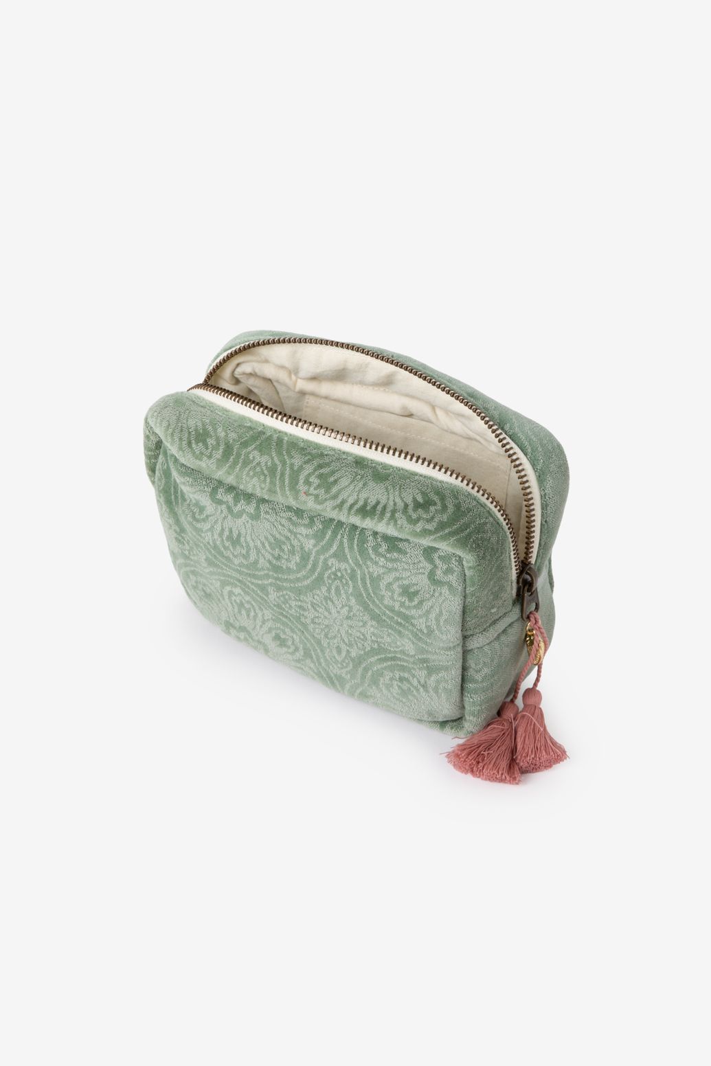 Trousse maquillage en velours - vert