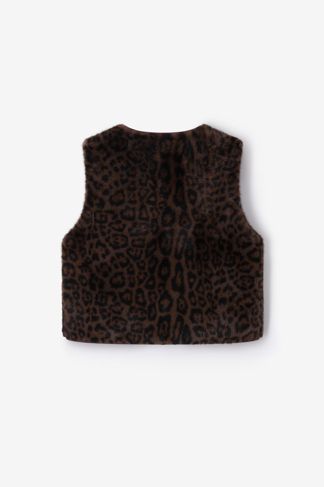 Kunstfellweste mit Leoprint - dunkelbraun