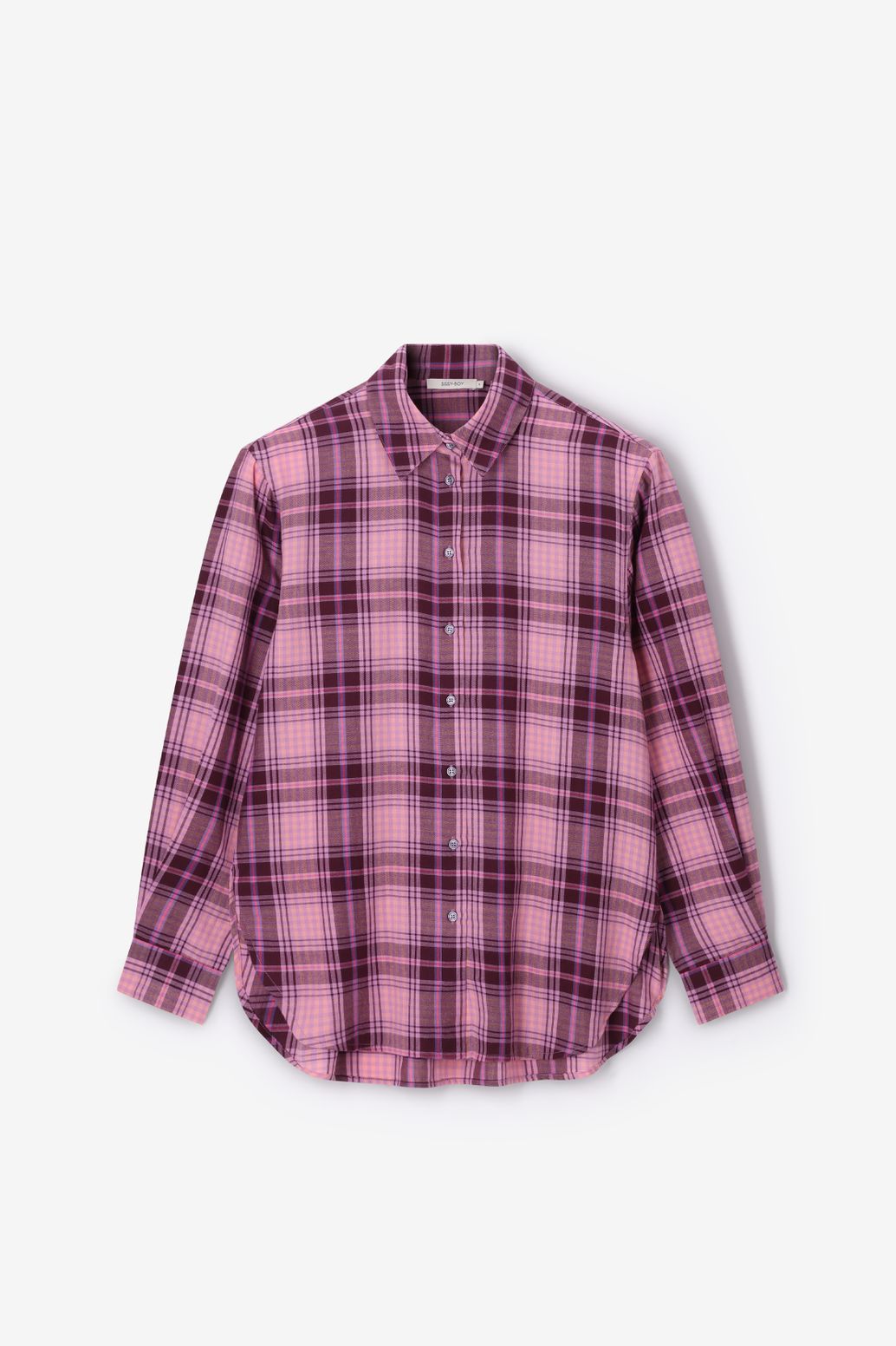 Paars geruite blouse