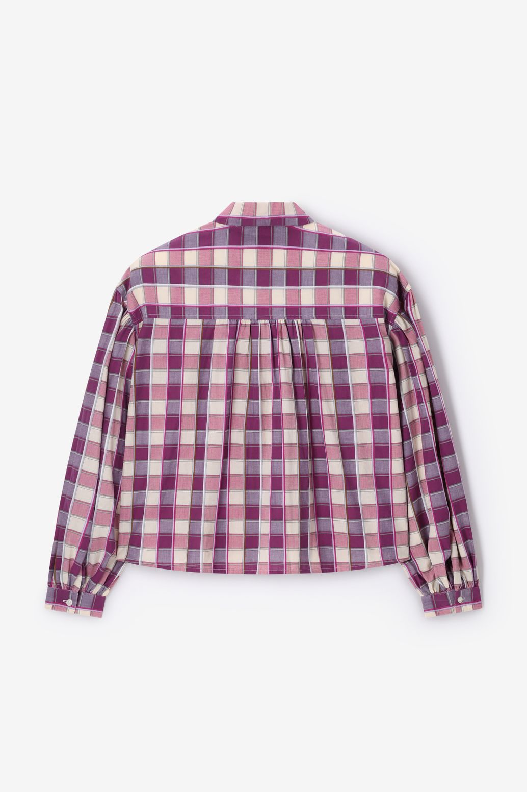 Donkerpaarse geruite blouse