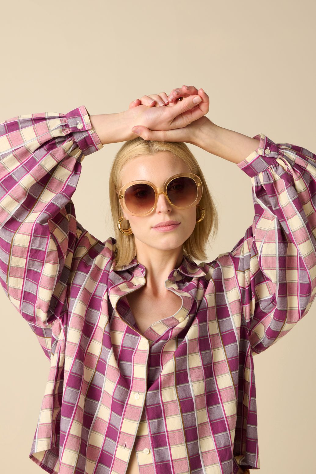 Blouse à carreaux - violet foncé