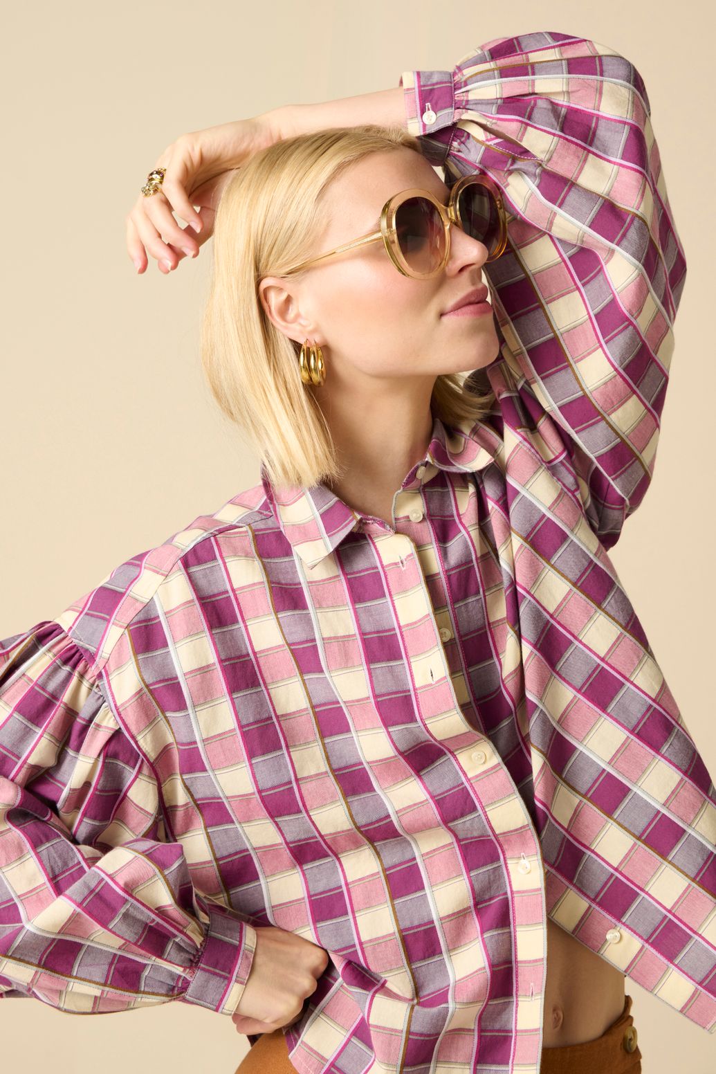 Blouse à carreaux - violet foncé