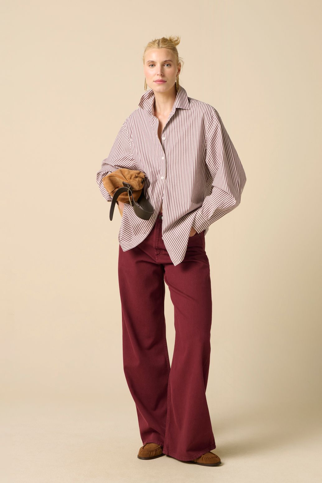 Blouse rayée - rouge foncé