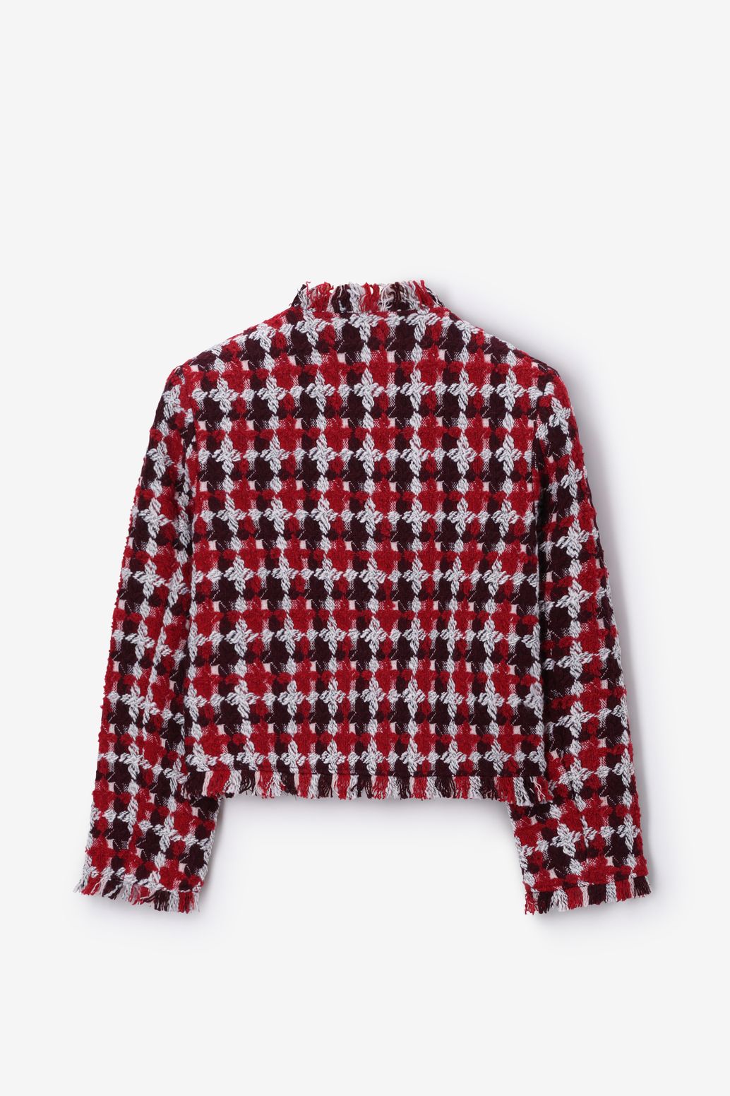 Veste en tissu bouclette avec franges - rouge foncé