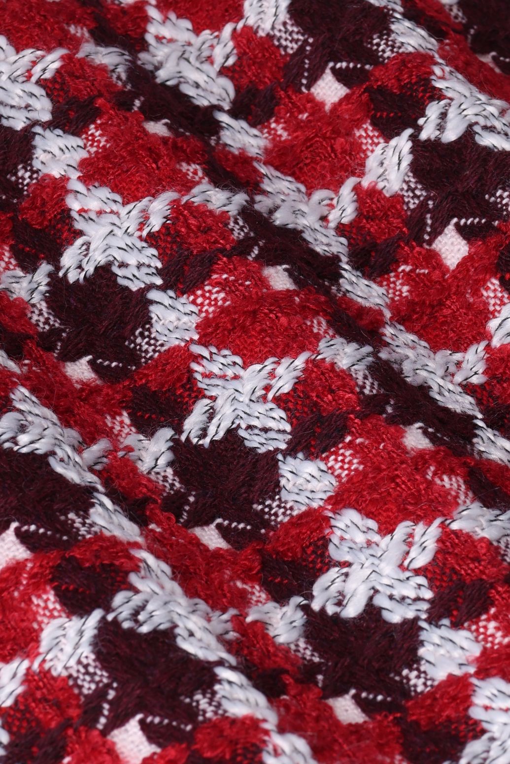 Veste en tissu bouclette avec franges - rouge foncé
