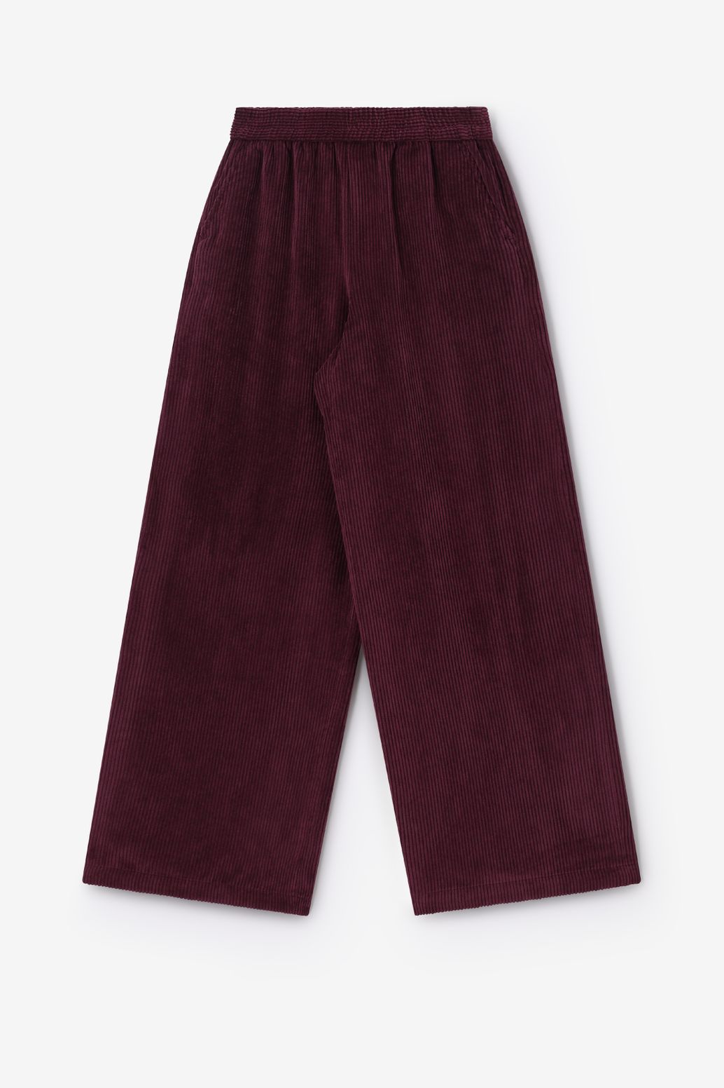 Pantalon taille haute en velours côtelé - rouge foncé