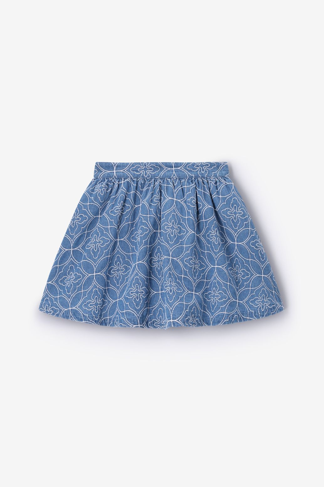 Blauwe denim rok met embroidery