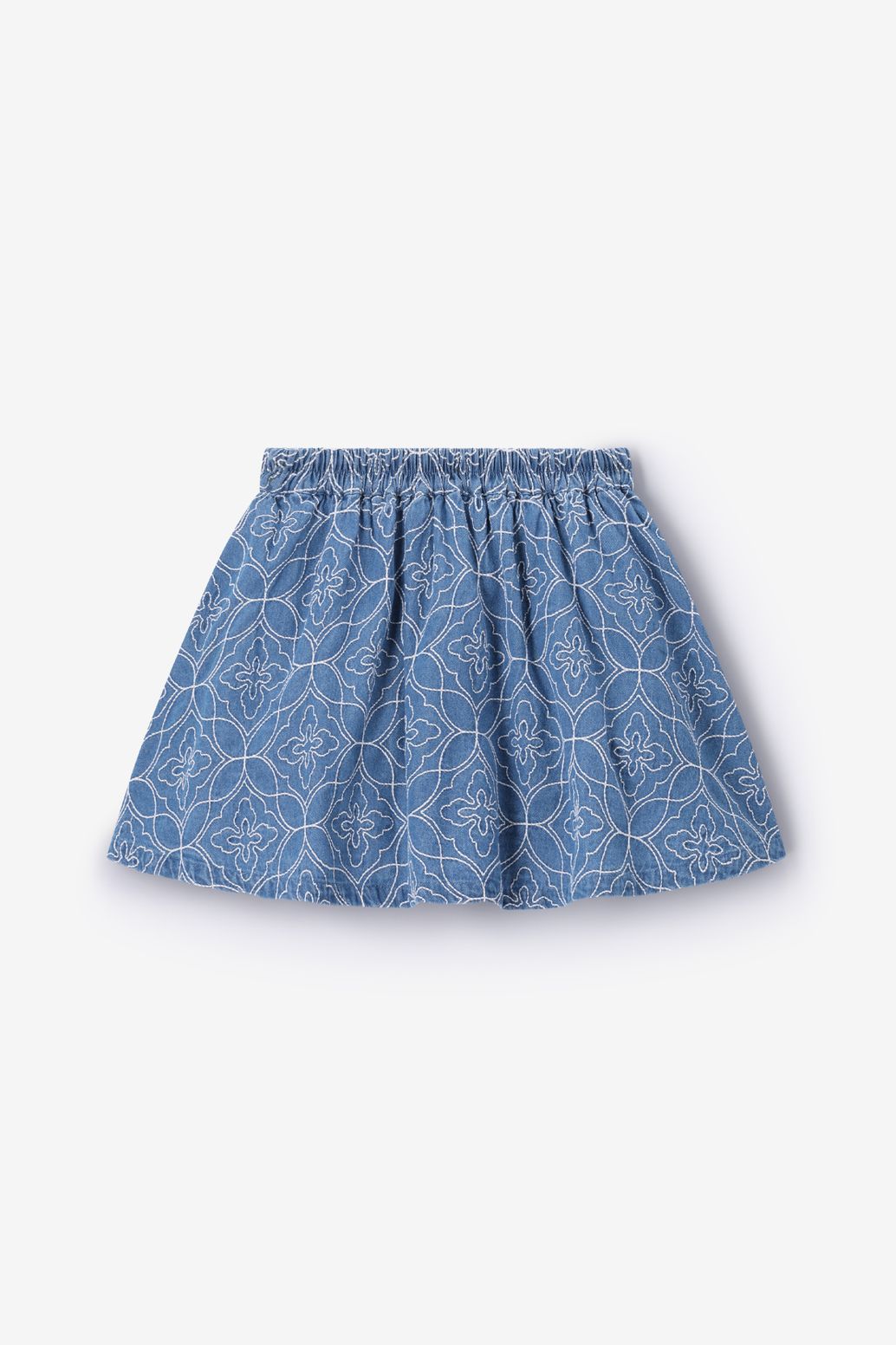 Blauwe denim rok met embroidery