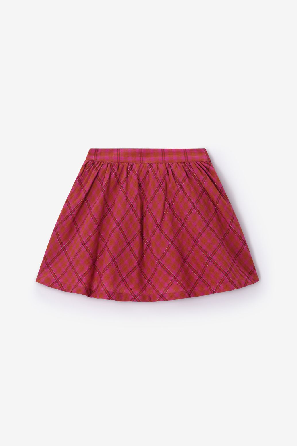 Donkerroze geruite rok met lurex