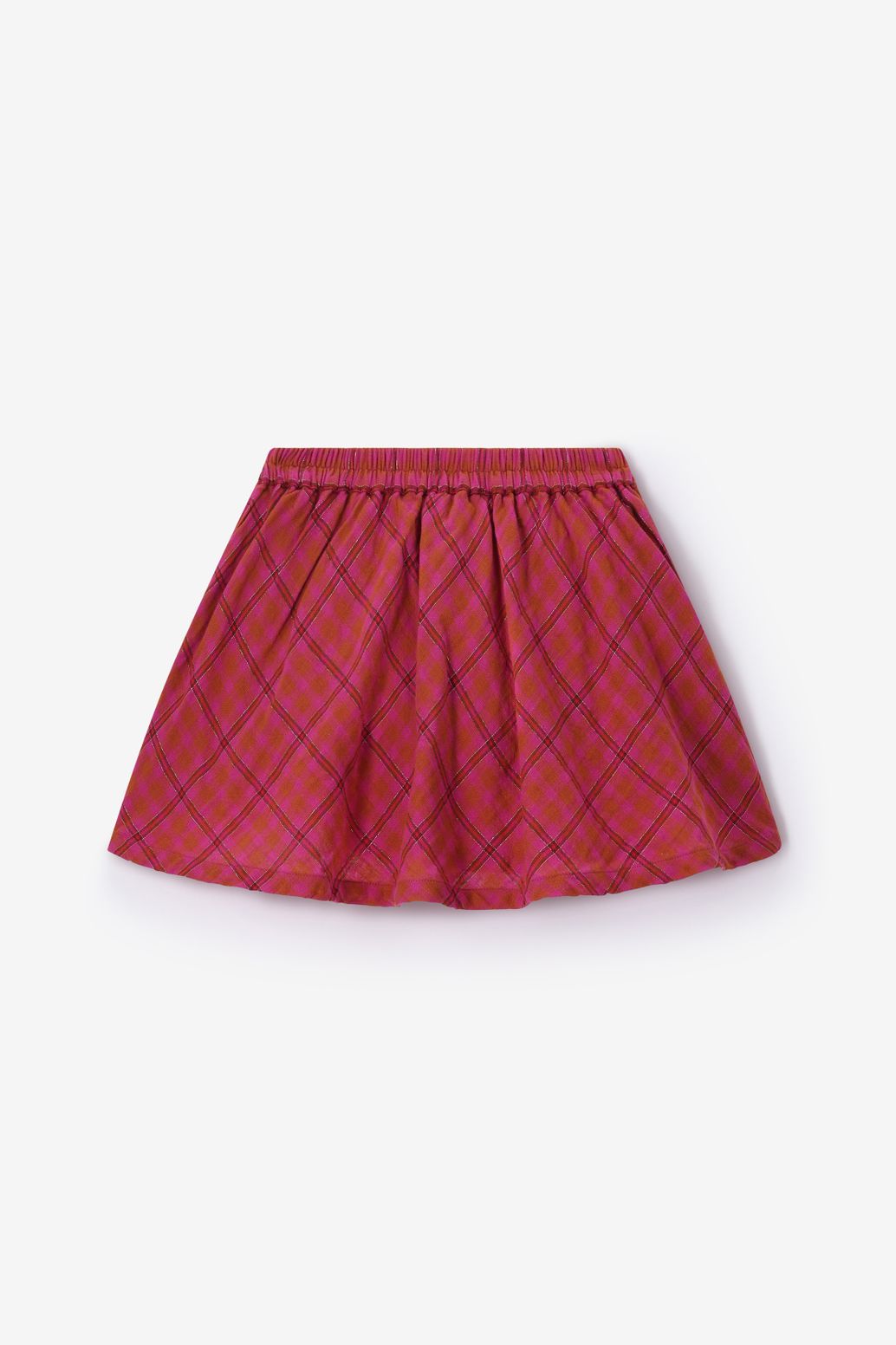 Donkerroze geruite rok met lurex