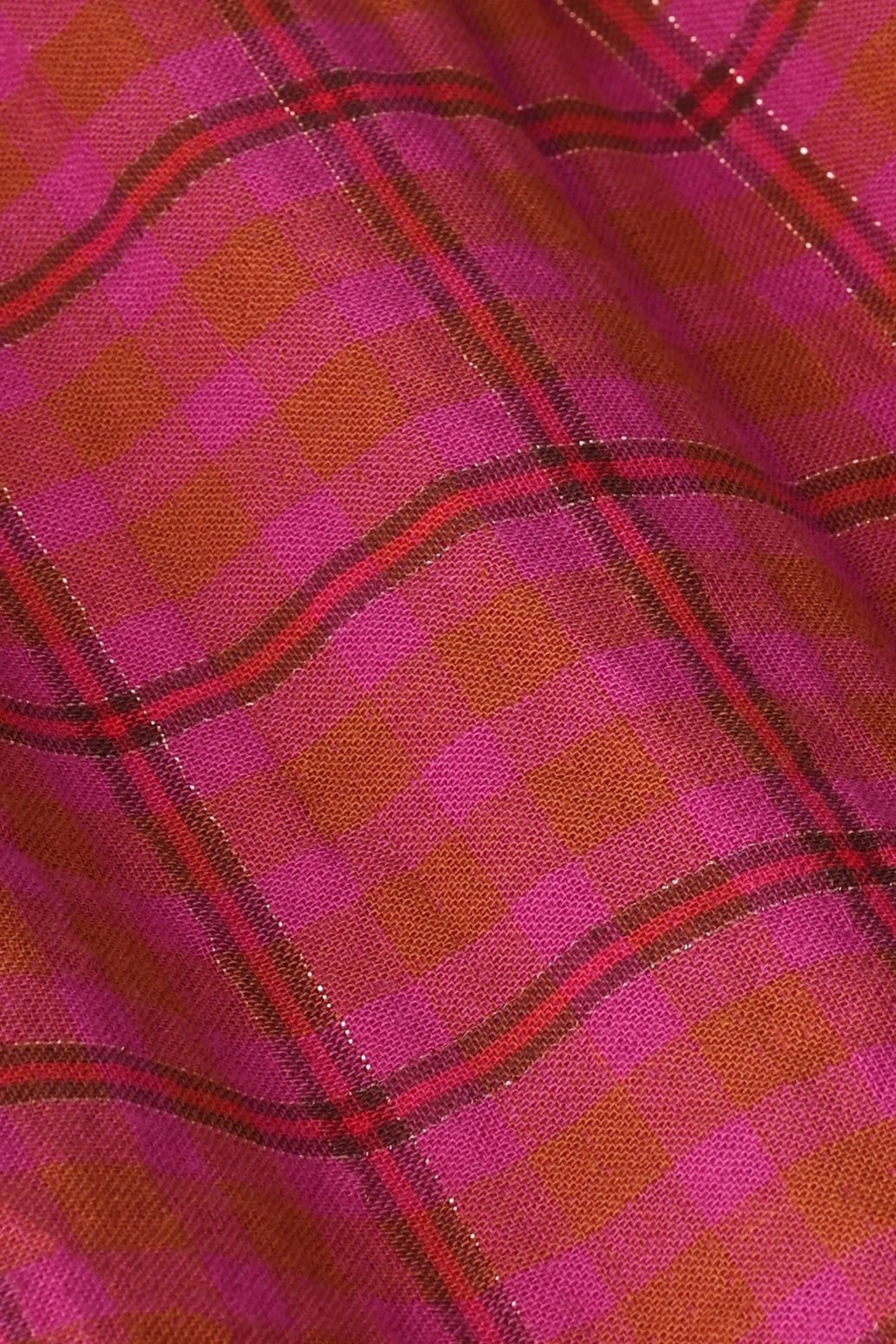 Jupe à carreaux avec lurex - rose foncé