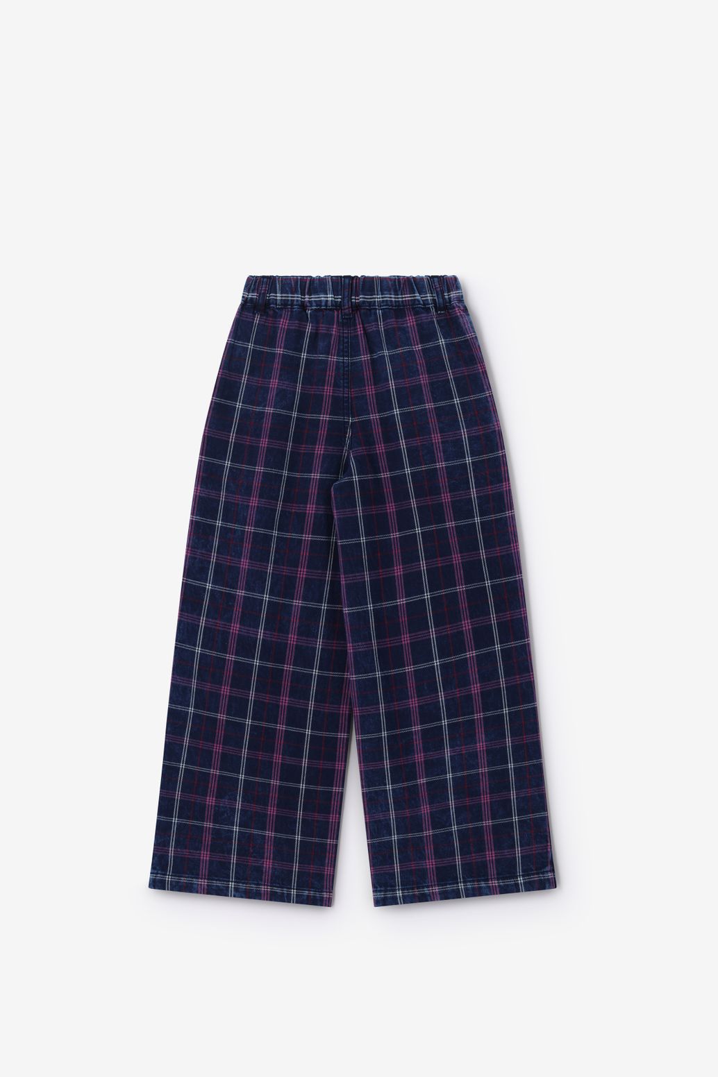 Jean à carreaux avec taille haute et jambes larges - bleu foncé