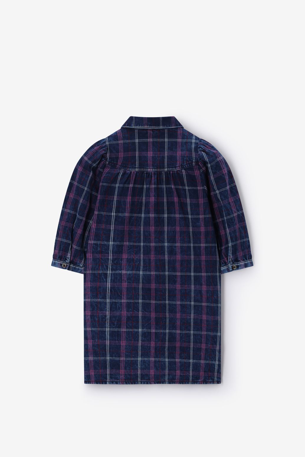 Donkerblauwe geruite jurk