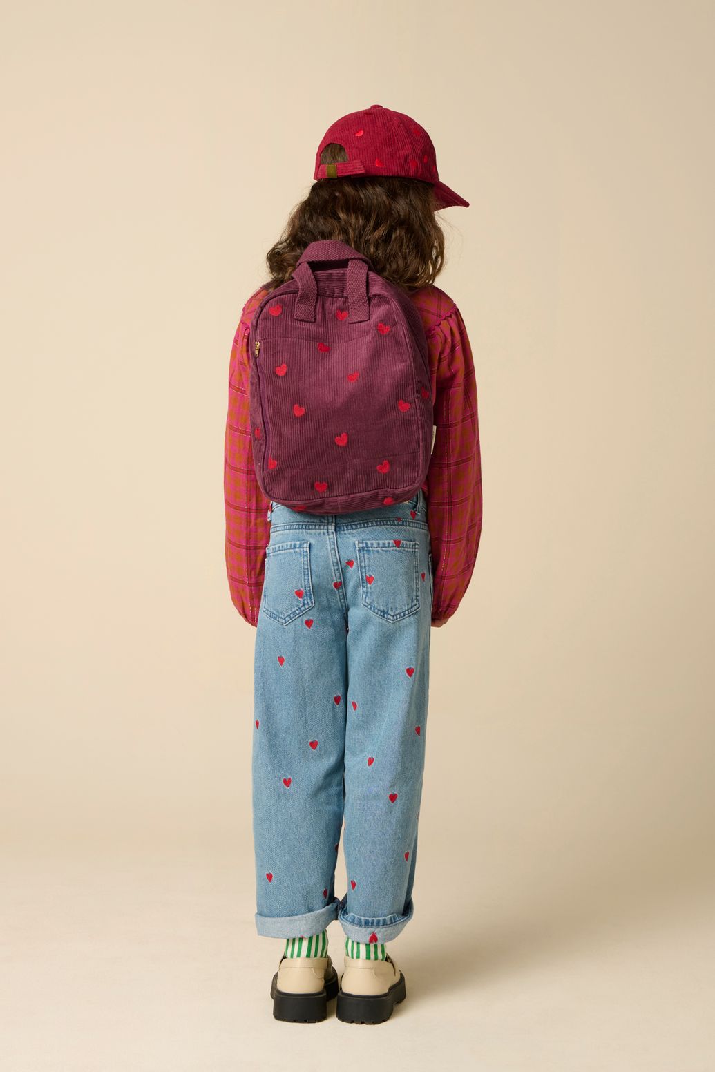 Blouse à carreaux avec lurex - rose foncé