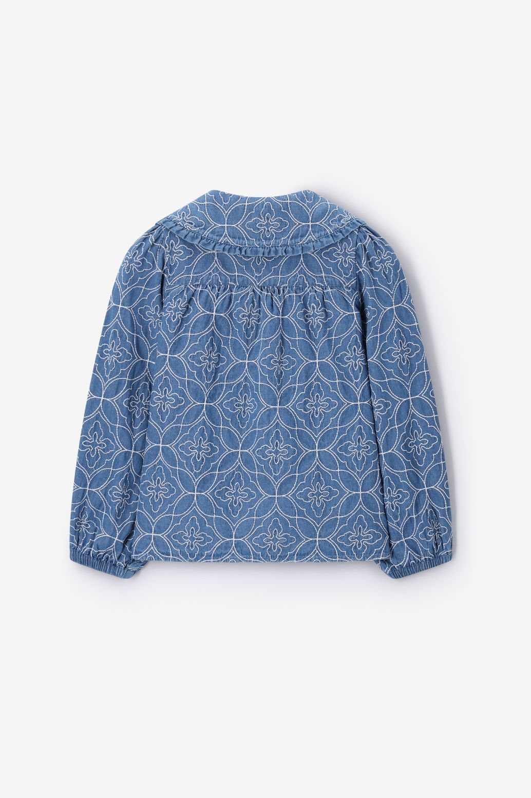Jeansbluse mit Stickerei - blau