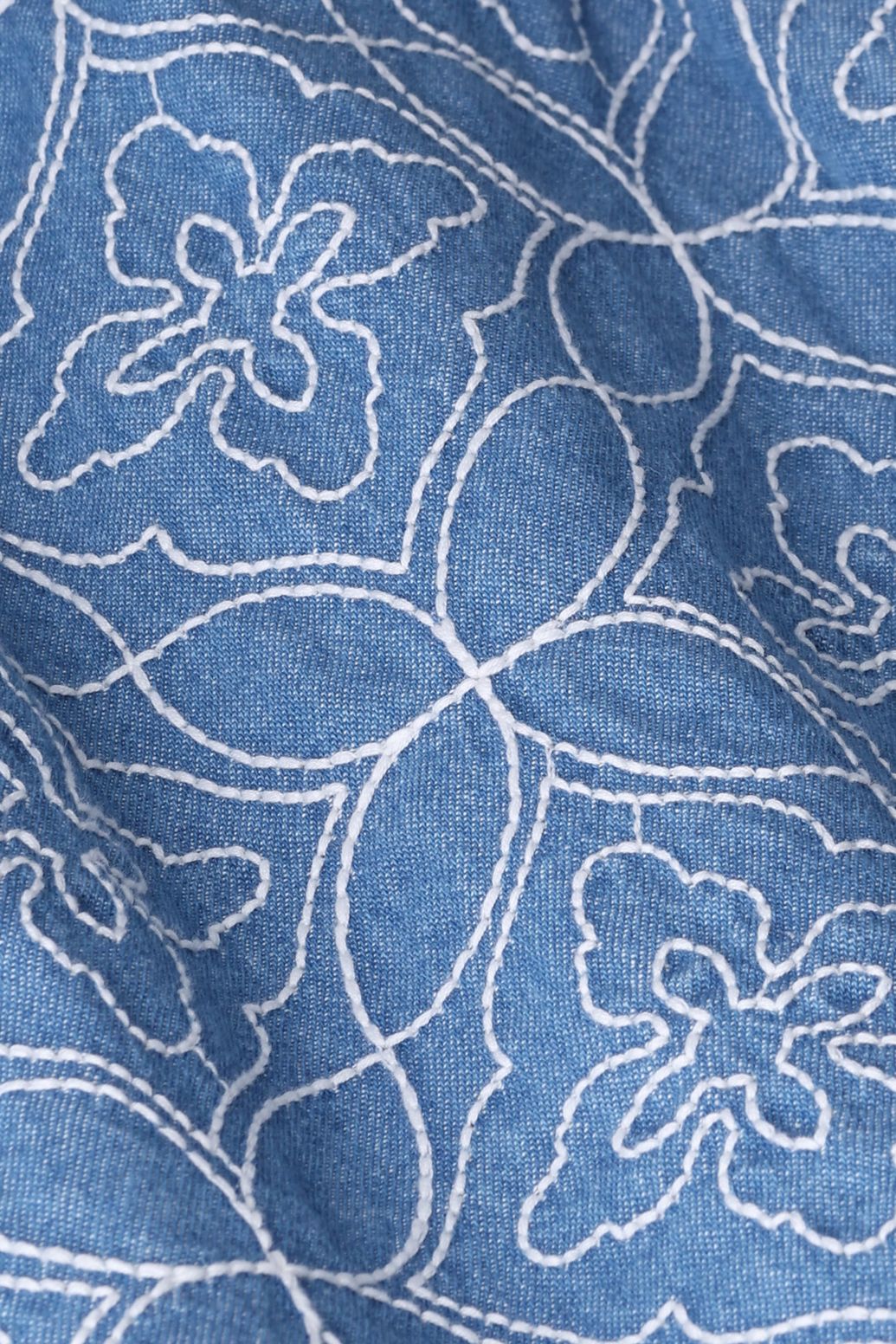 Jeansbluse mit Stickerei - blau