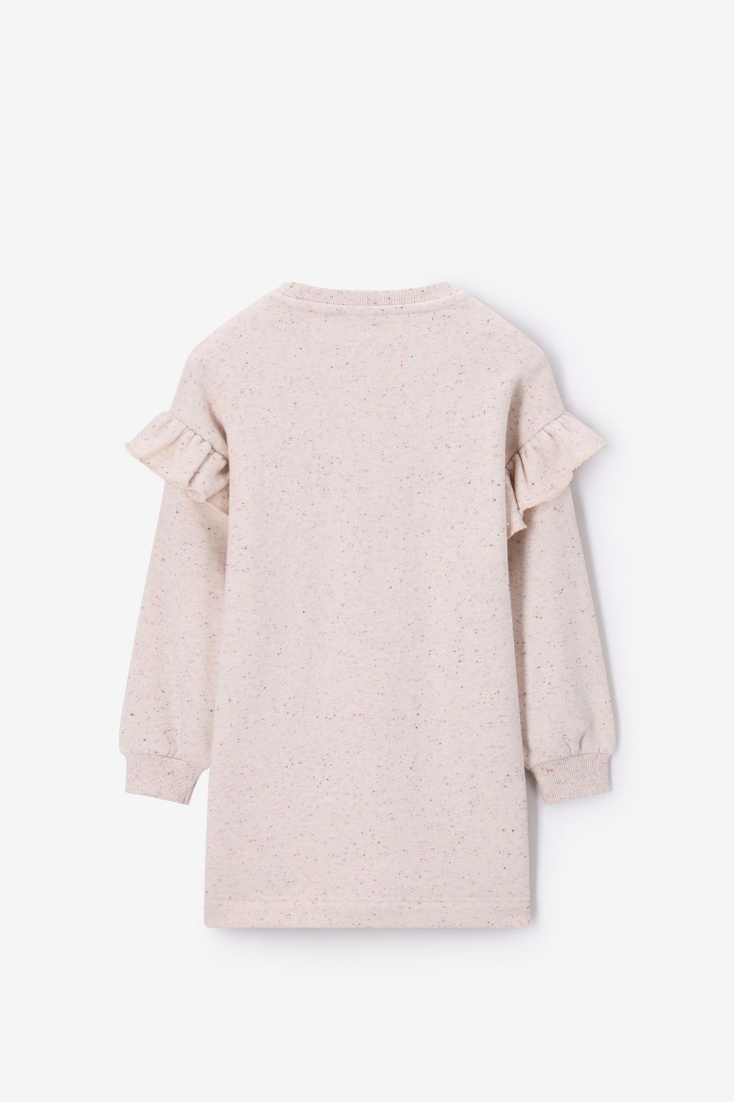 Beige oversized sweatjurk met ruffles