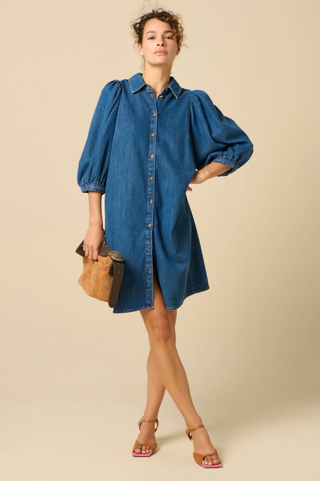 Donkerblauwe denim jurk