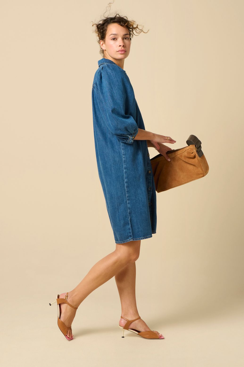 Donkerblauwe denim jurk