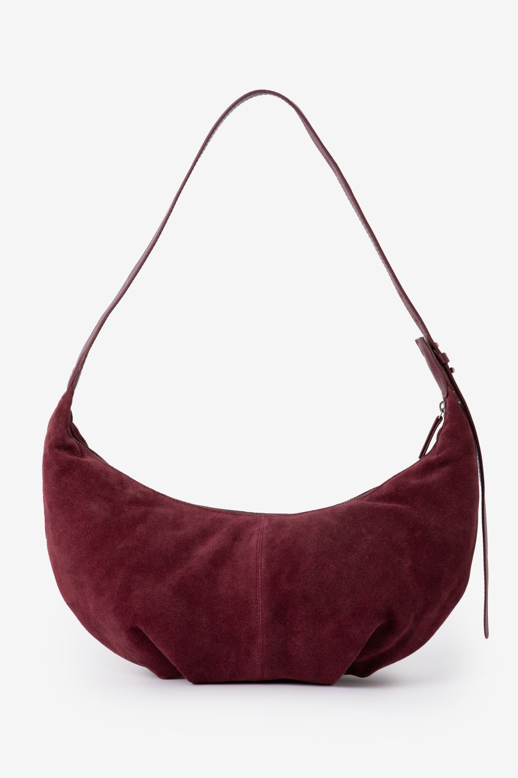 Veloursleder-Tasche - dunkelrot