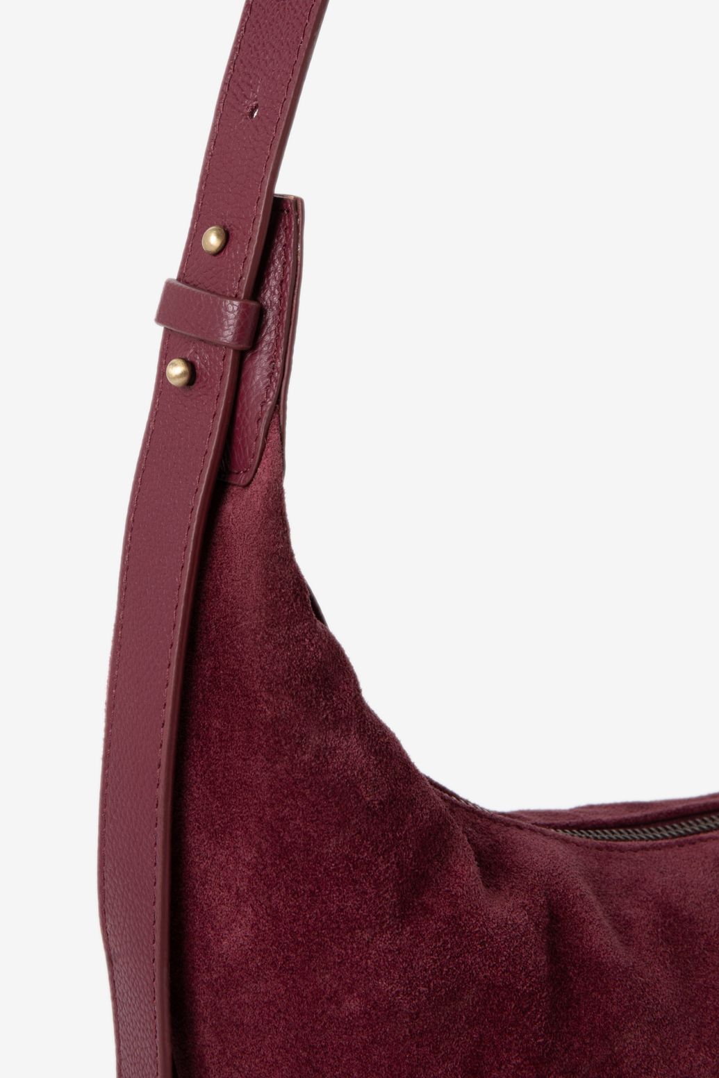 Veloursleder-Tasche - dunkelrot